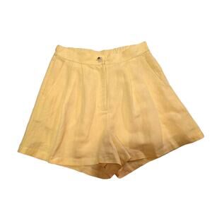 THE GOOD JANE Yellow Linen/Rayon Blend Pleated Shorts Size SMALL